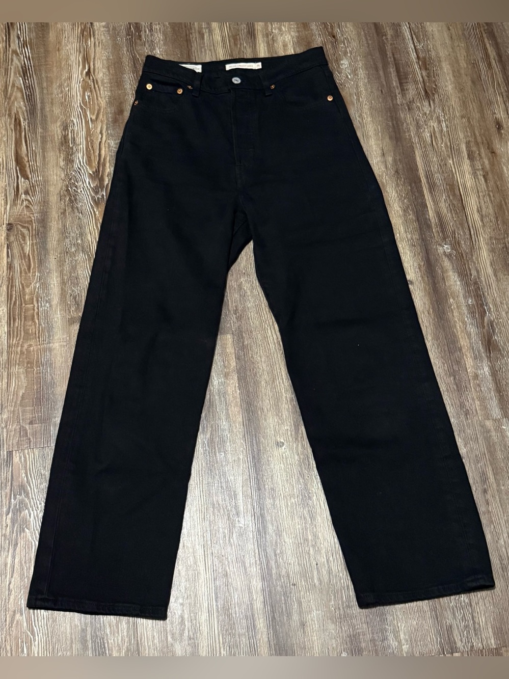 Levi's Ribcage Straight Ankle Jeans Women's 26 Black Button Fly High Rise Denim
